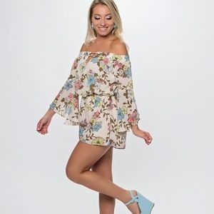 Floral romper off the shoulder
